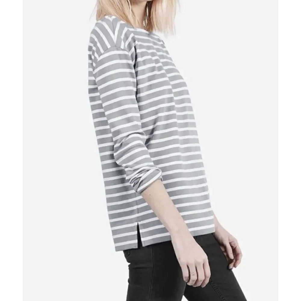 Everlane Organic Cotton Top Striped Tee Size XL Heavy Weight Knit A011364